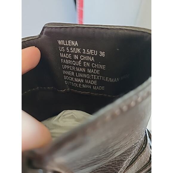 JUSTFAB Willena WMS 5.5 Boots Brown Mid Calf Block Heels Booties Buckle Zip - Picture 10 of 12